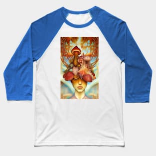 Shrooms Mycelium Mushroom Head Baseball T-Shirt